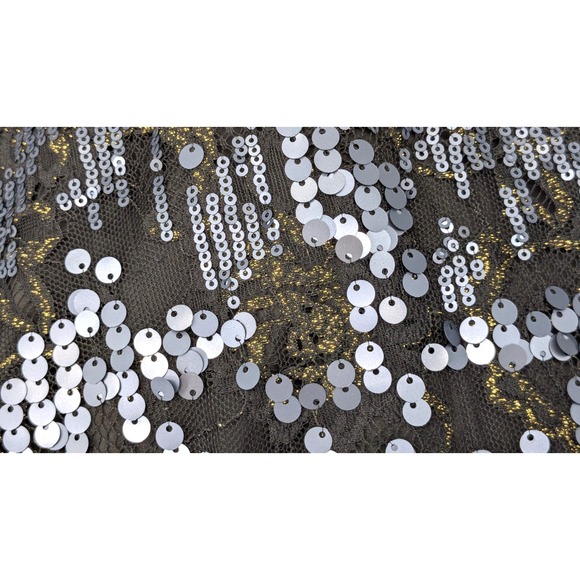 EXPRESS Dark Fairy Sequined Dress SMALL Black Spaghetti Straps Grunge - Picture 9 of 13